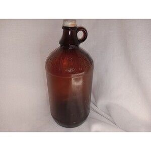 Vintage Clorox 1/2 Gallon Brown Glass Bottle Embossed One Finger W/ Original Lid